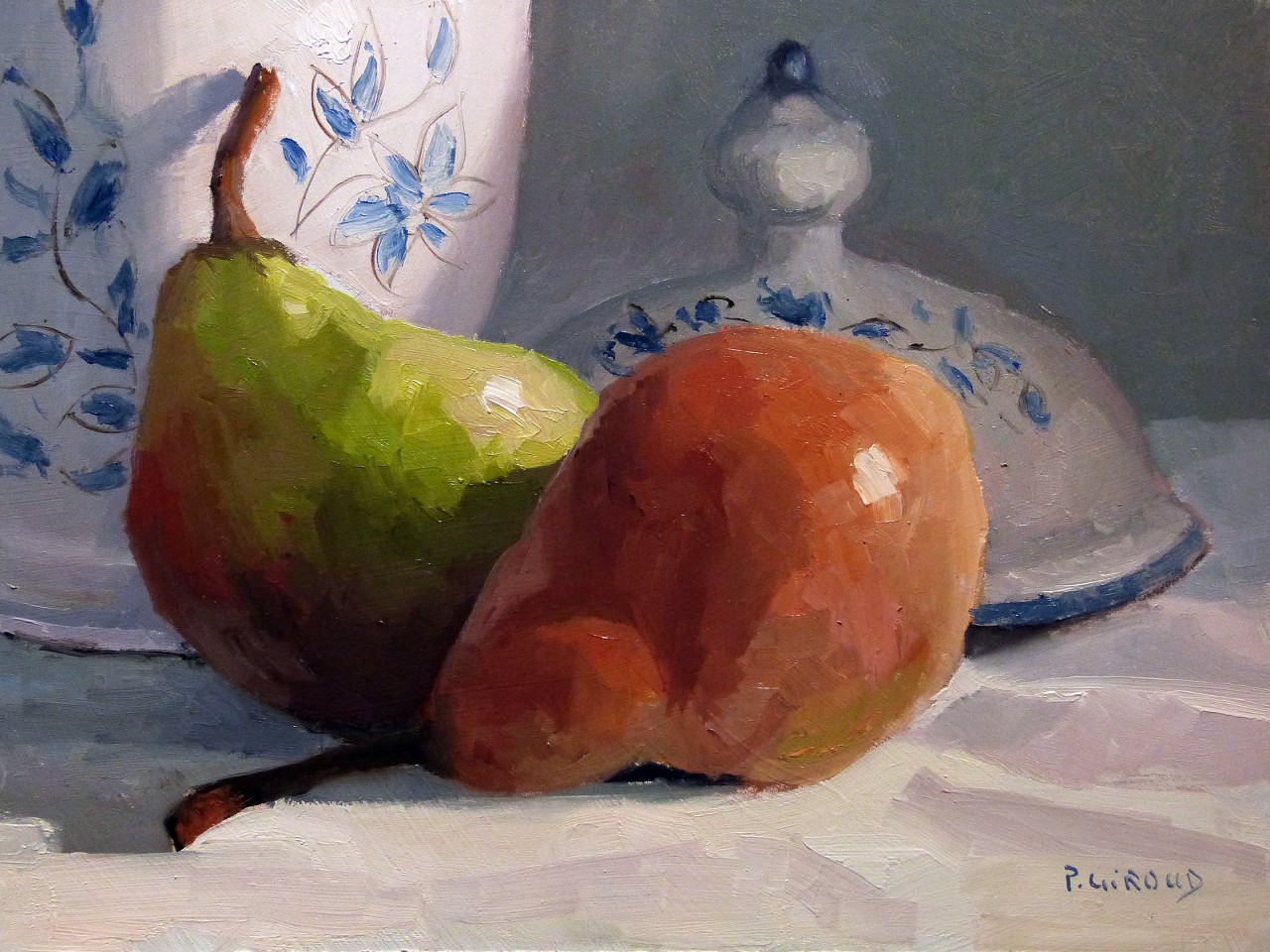 Peinture : Poires et Vase