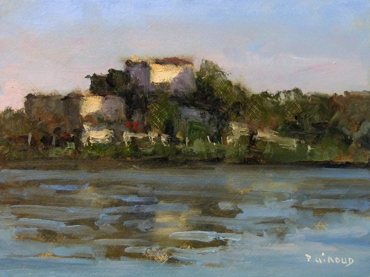 Peinture : Le Rhône vers Châteauneuf du Pape 