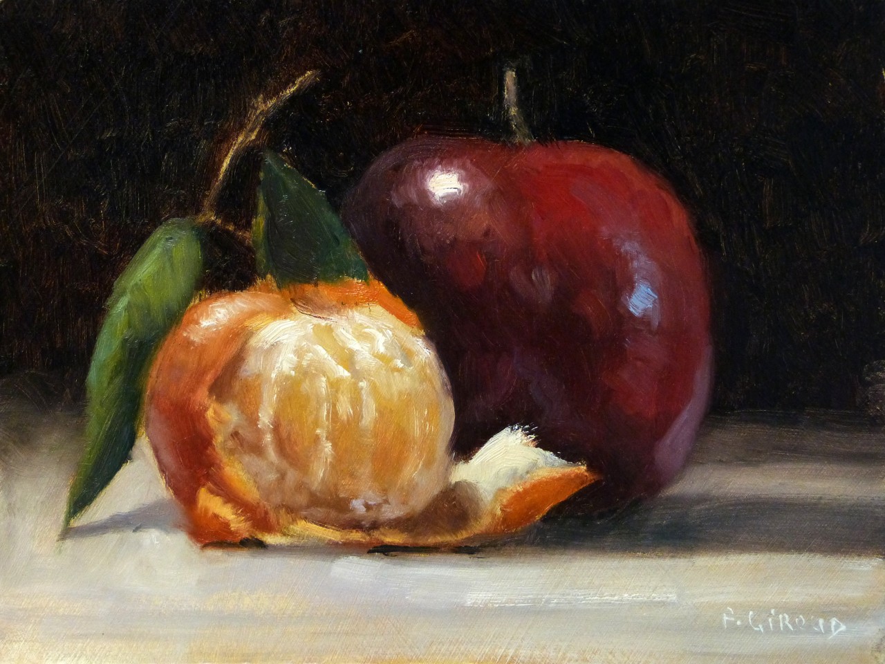 Peinture : Pomme et Mandarine 