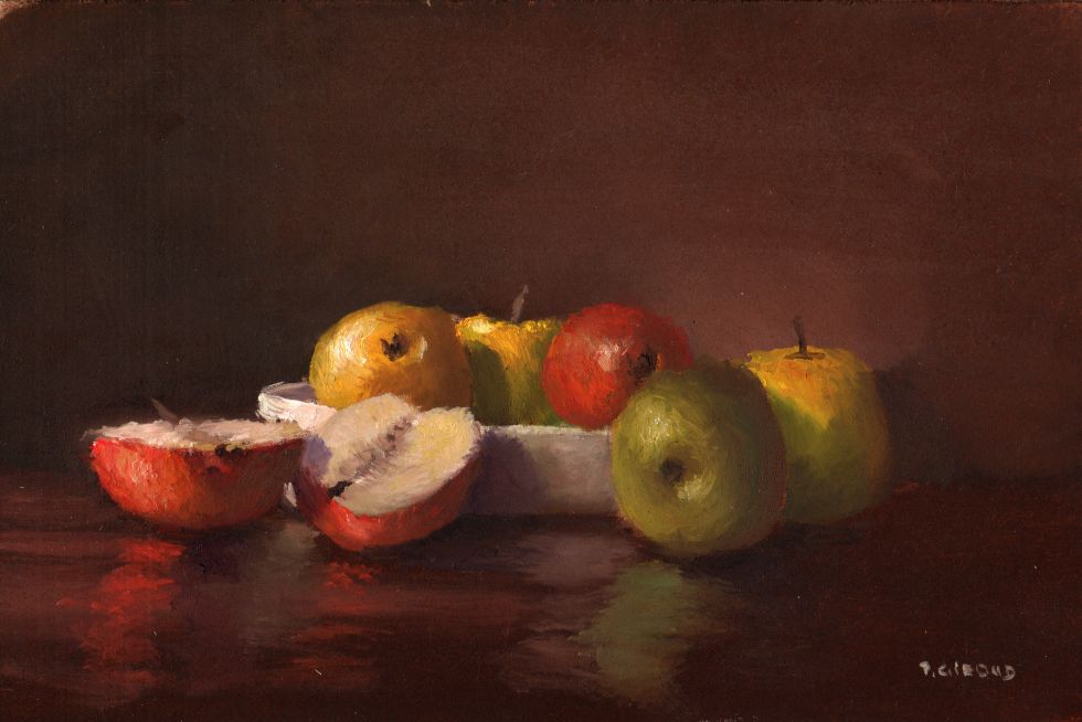Peinture : Pommes sur le Buffet