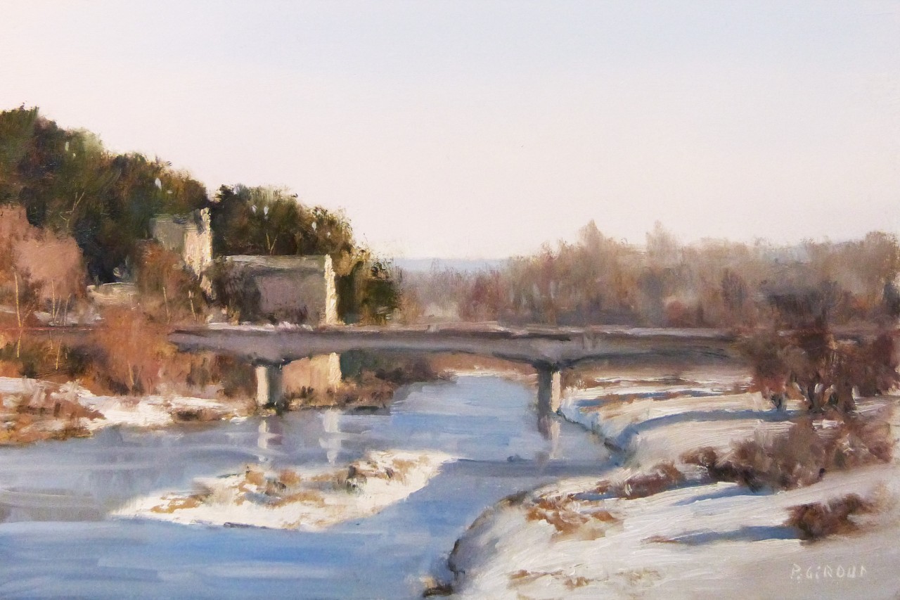 Peinture : Neige au Bord de la Durance 