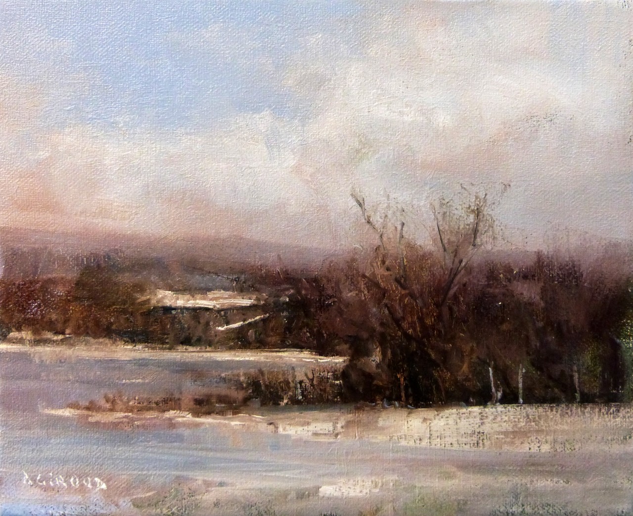 Peinture : Neige vers Salignac 