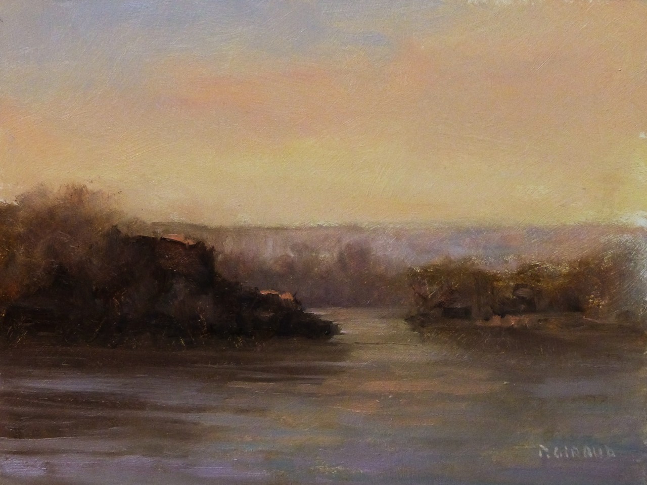 Peinture : Soir sur la Durance 