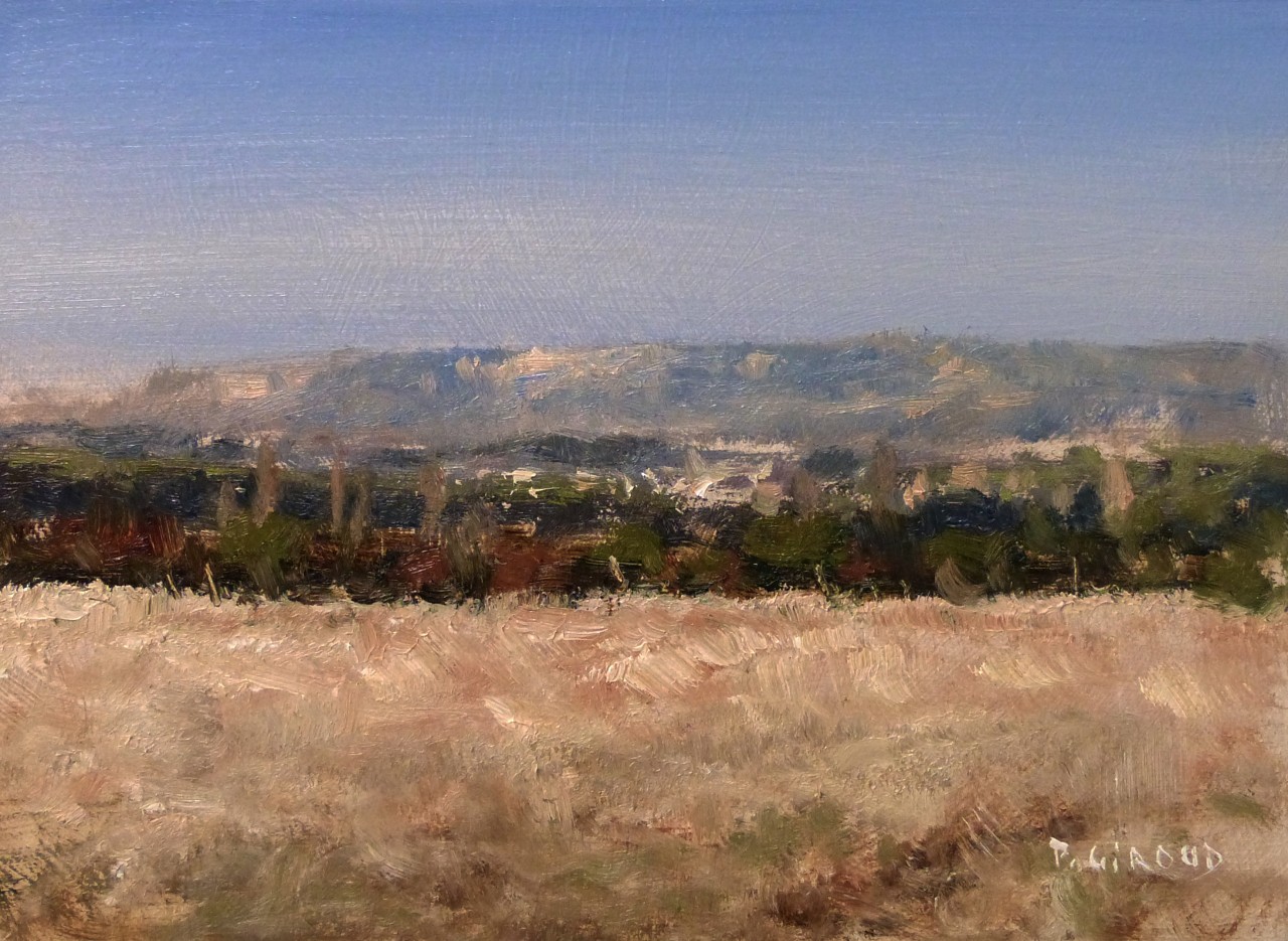 Peinture : Champs vers Valernes 