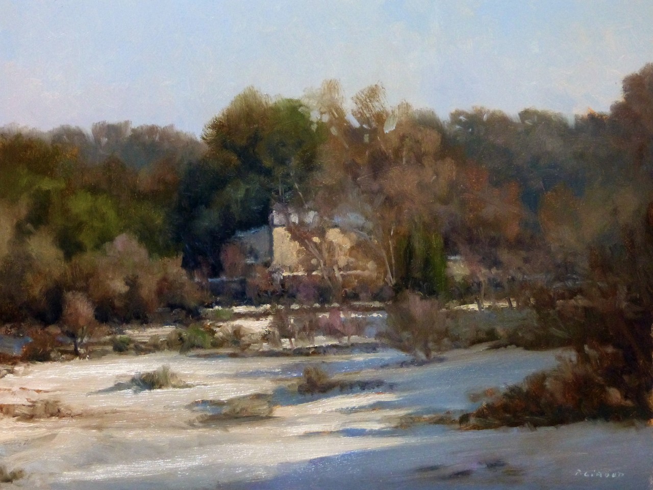 Peinture : Neige vers Forcalquier 