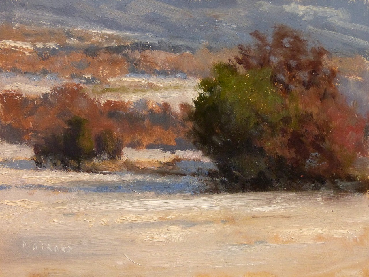 Peinture : Neige en Haute-Provence