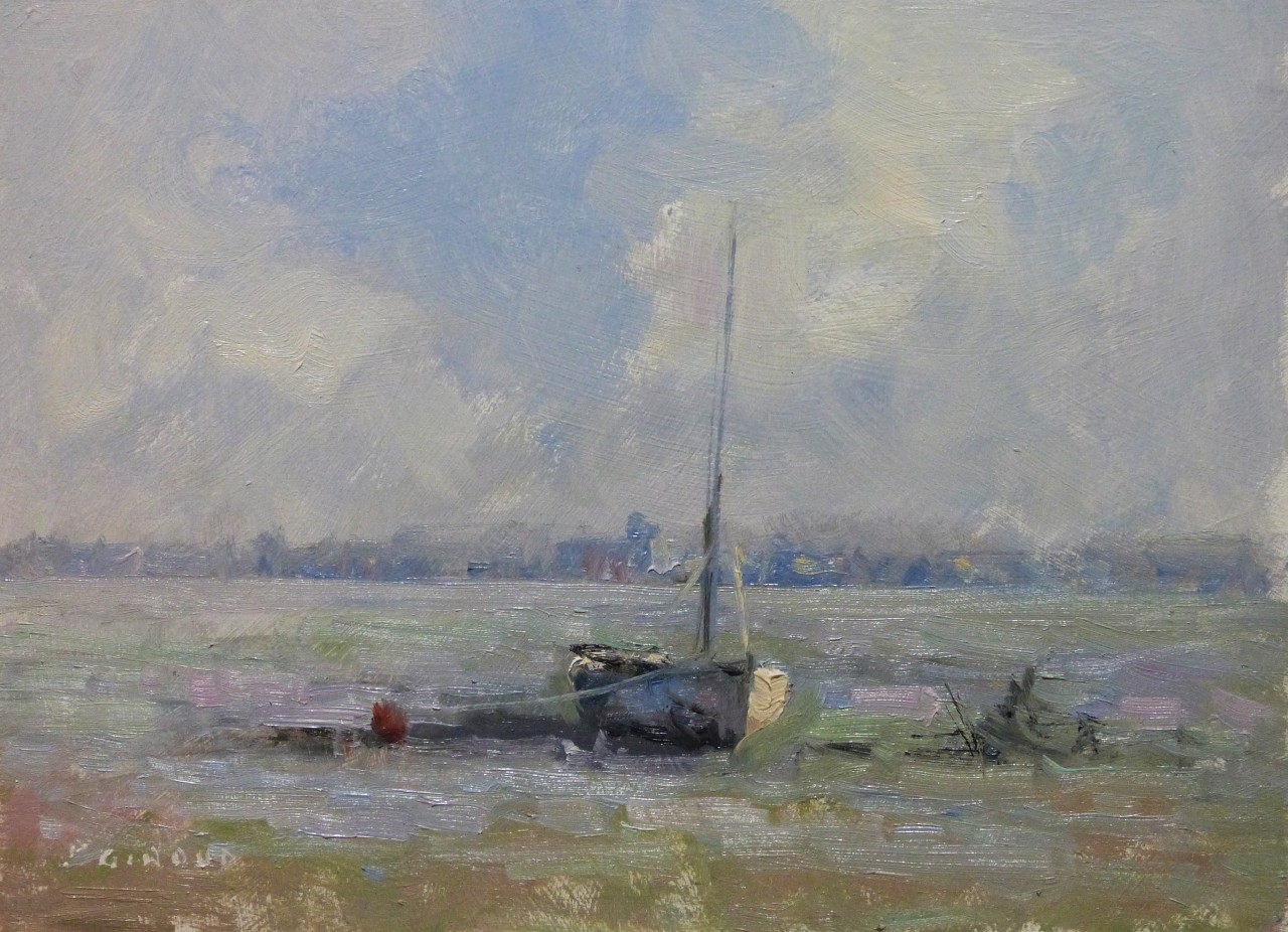 Peinture : Barque à Marée Basse 