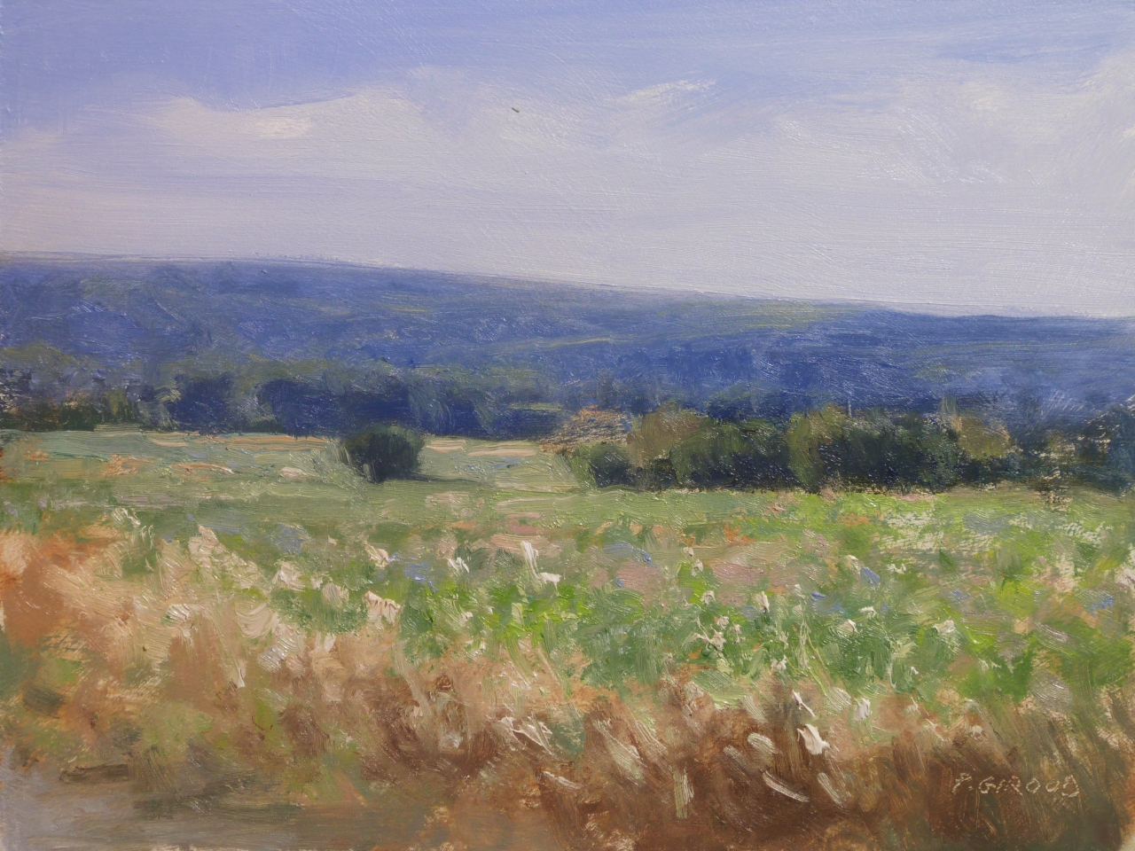 Peinture : Champs vers Sisteron 