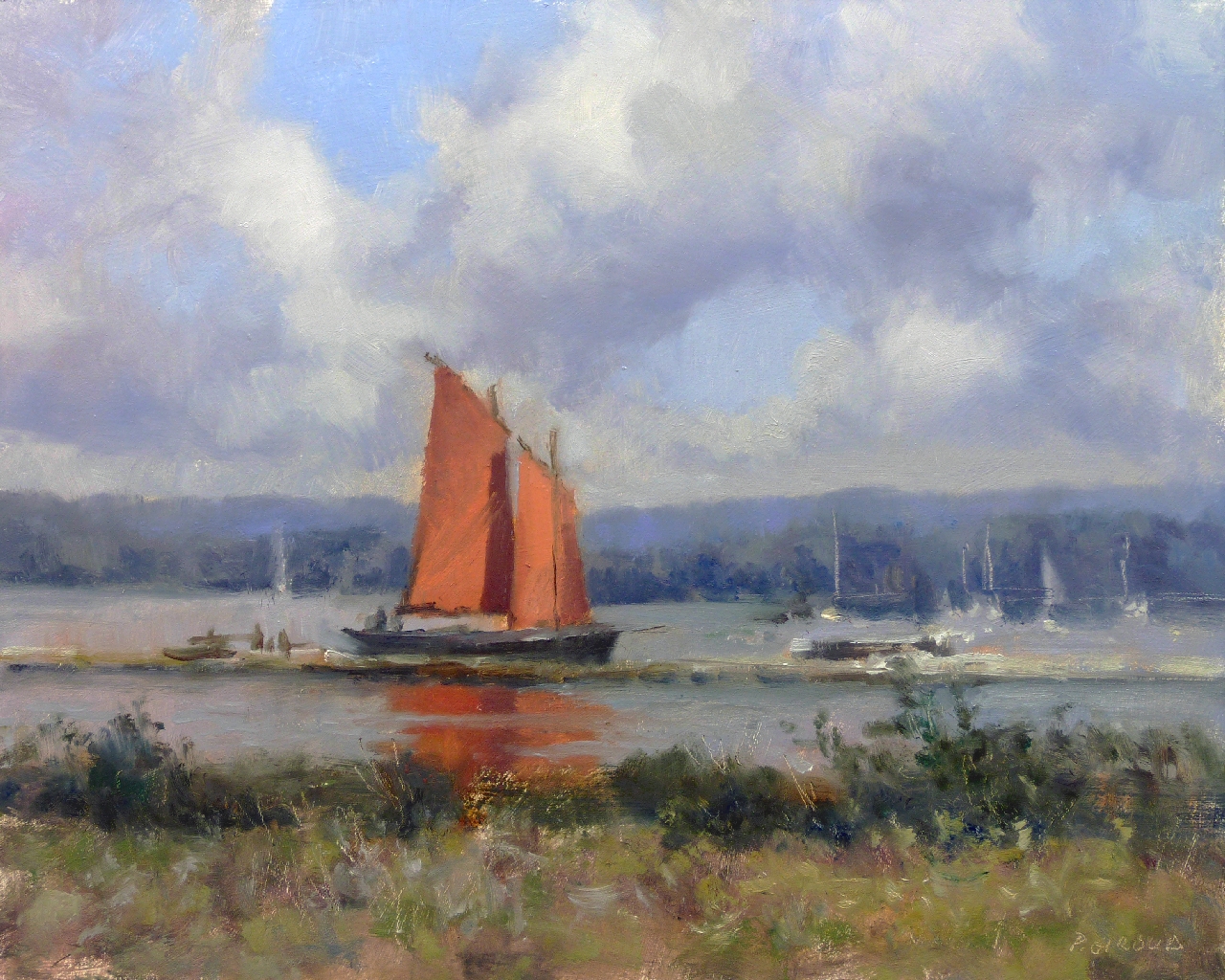 Peinture : Voilier dans le Morbihan 