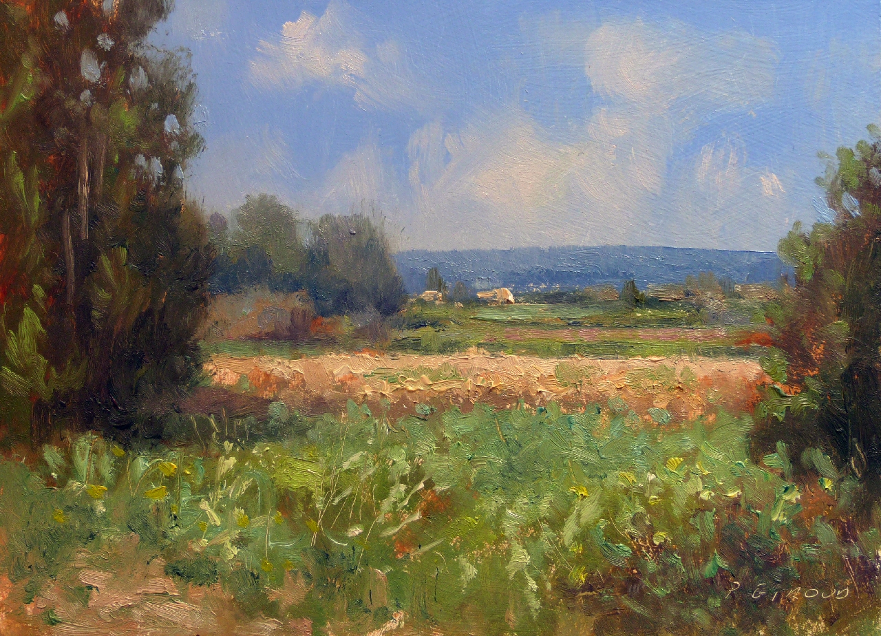 Peinture : Champs vers Sisteron 