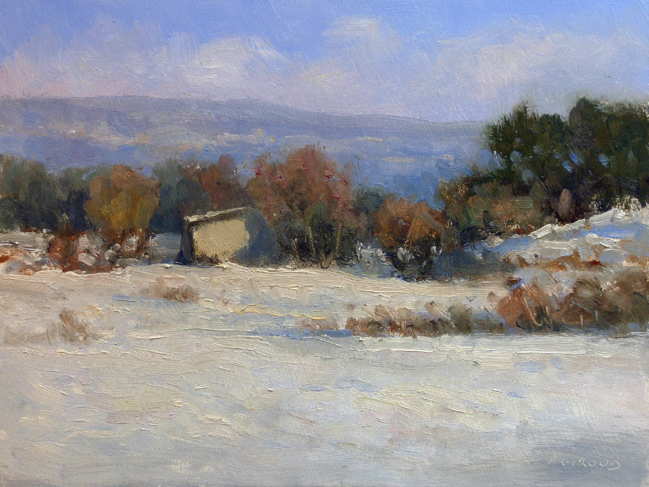 Peinture : Neige vers Sisteron 