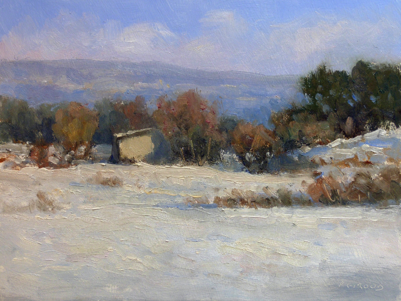 Peinture : Neige vers Sisteron