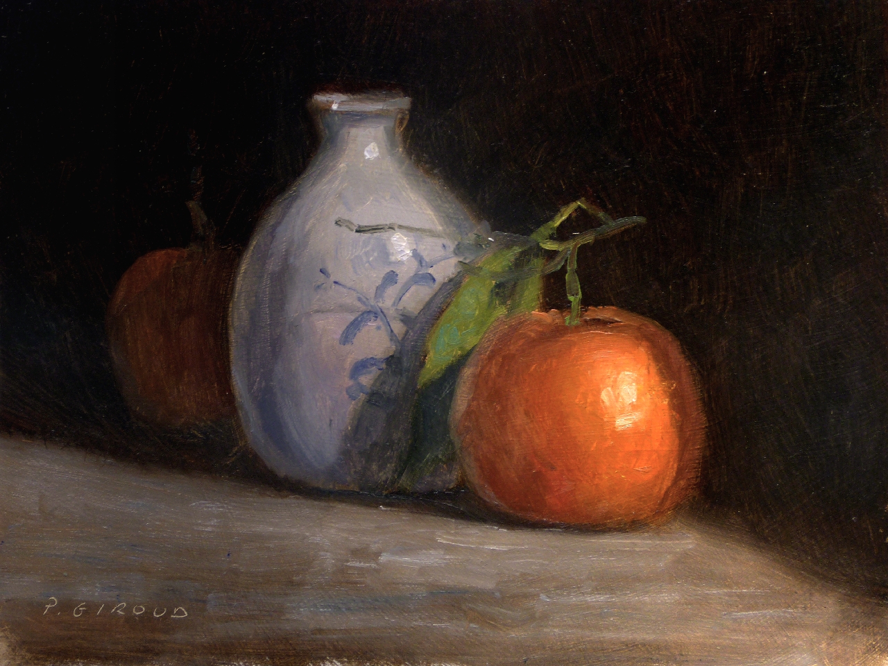 Peinture : Vase & Clémentines