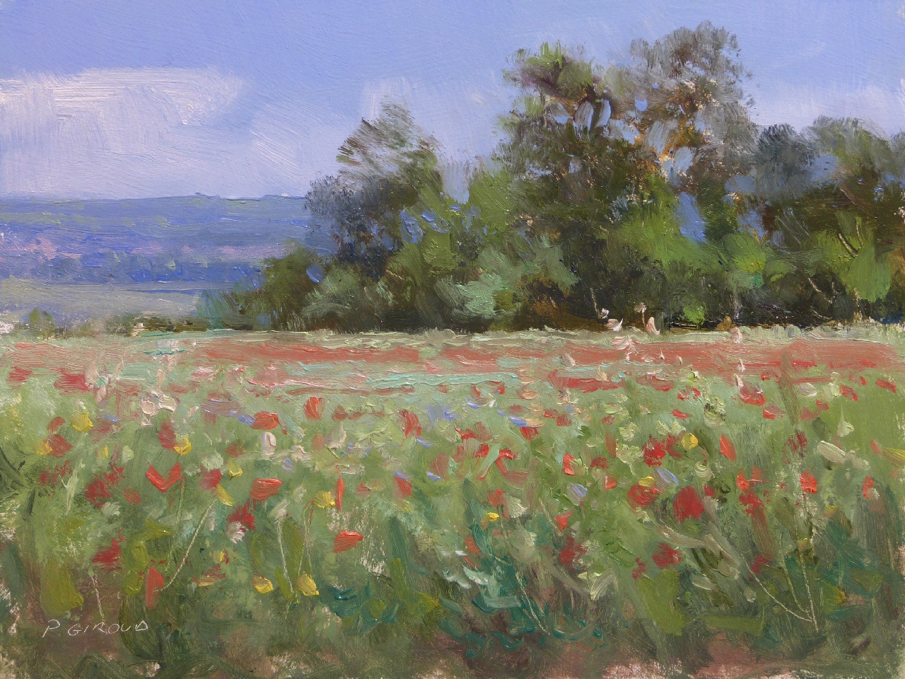 Peinture : Champs vers Gordes 