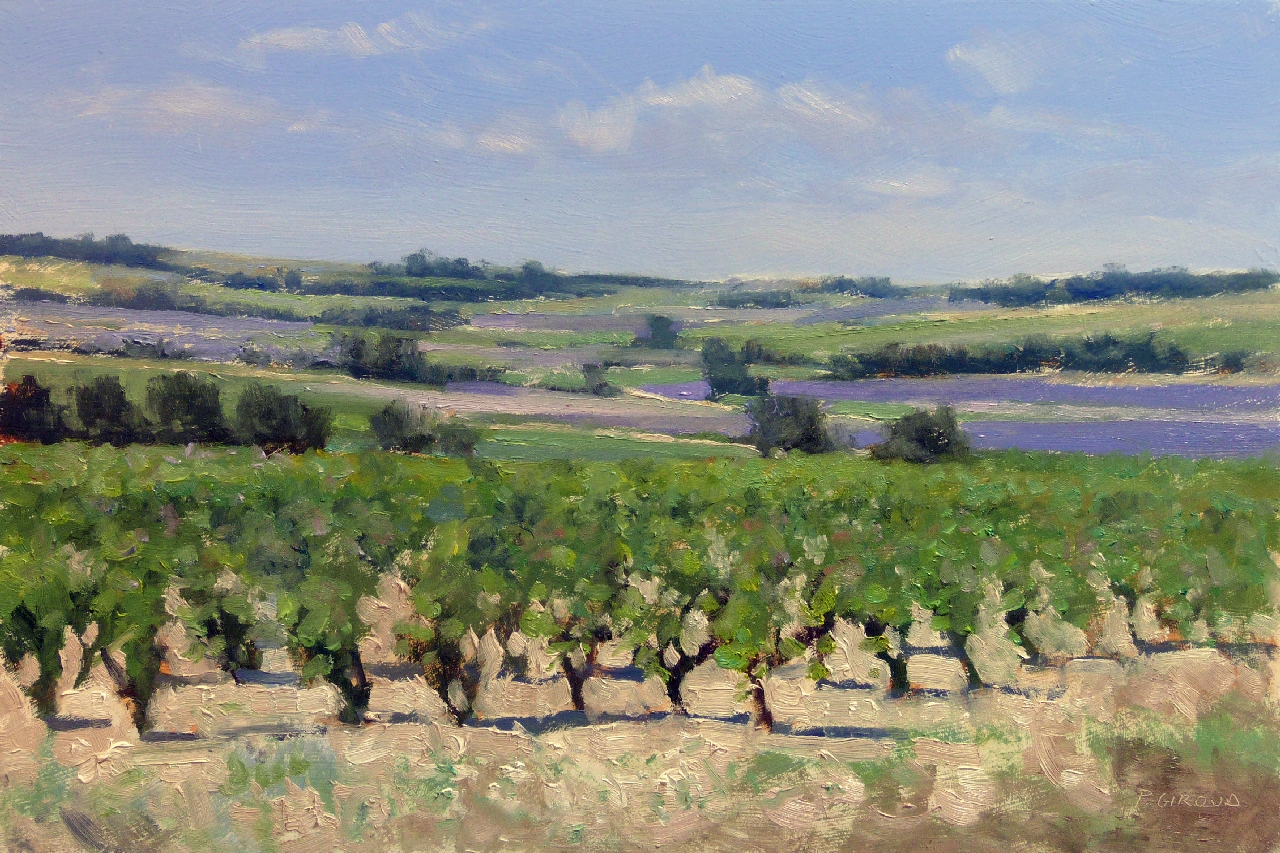Peinture : Vignes et Lavandes dans la Drôme 