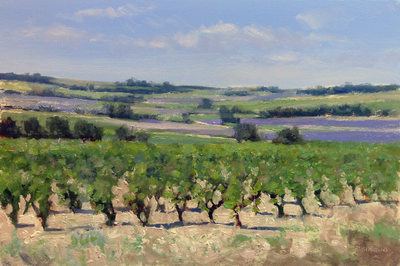 Peinture : Vignes et Lavandes dans la Drôme