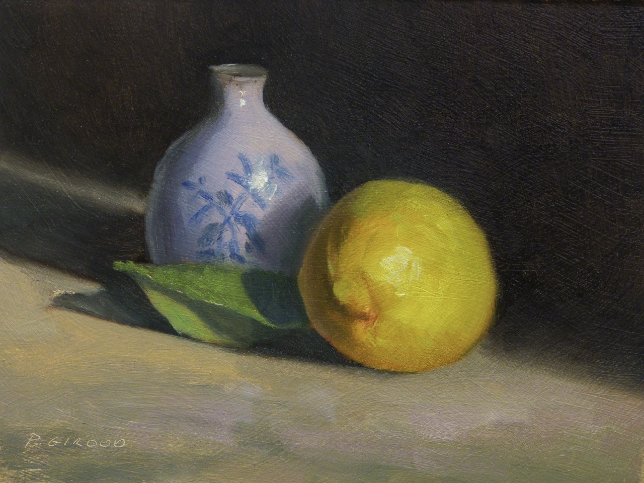 Peinture : Citron et Vase