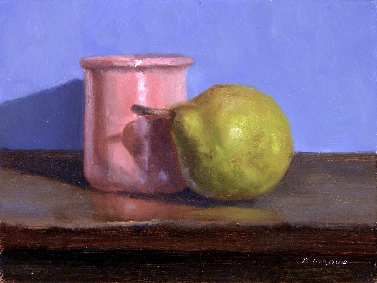 Peinture : Poire et Pot Rose 