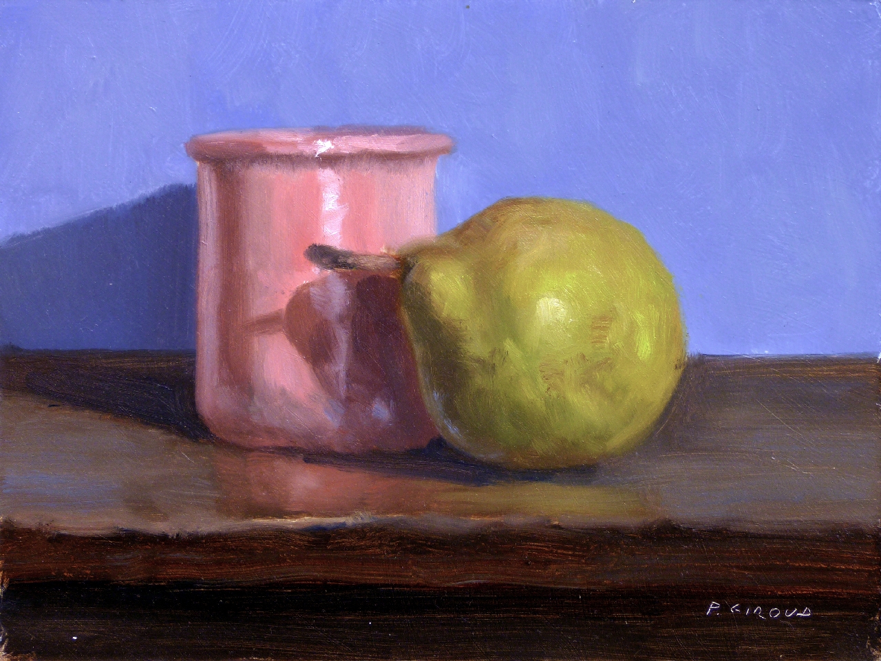 Peinture : Poire et Pot Rose