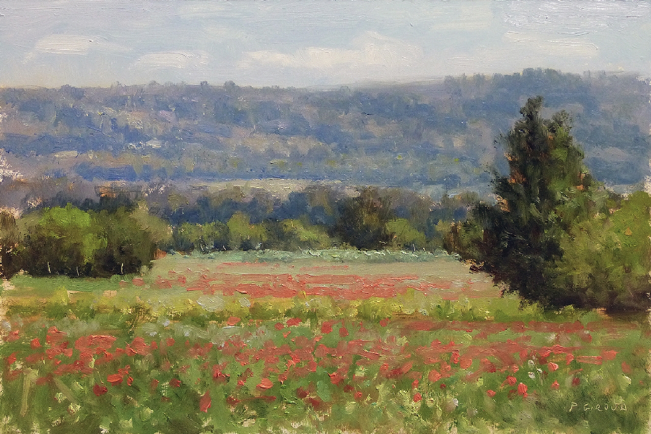Peinture : Champs vers Roussillon 