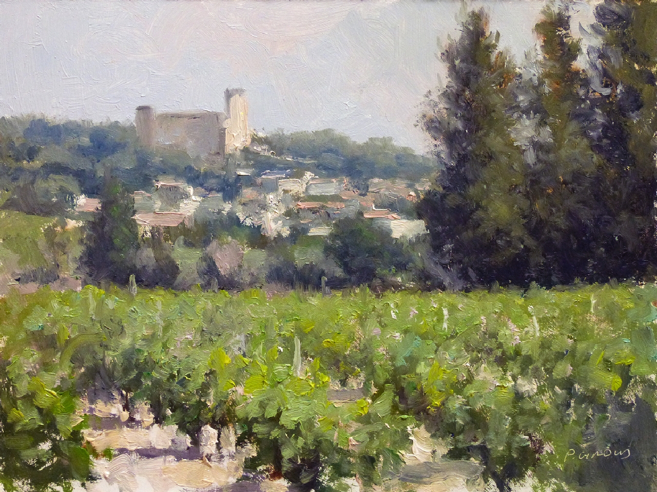 Peinture : Vignes vers Châteauneuf du Pape 
