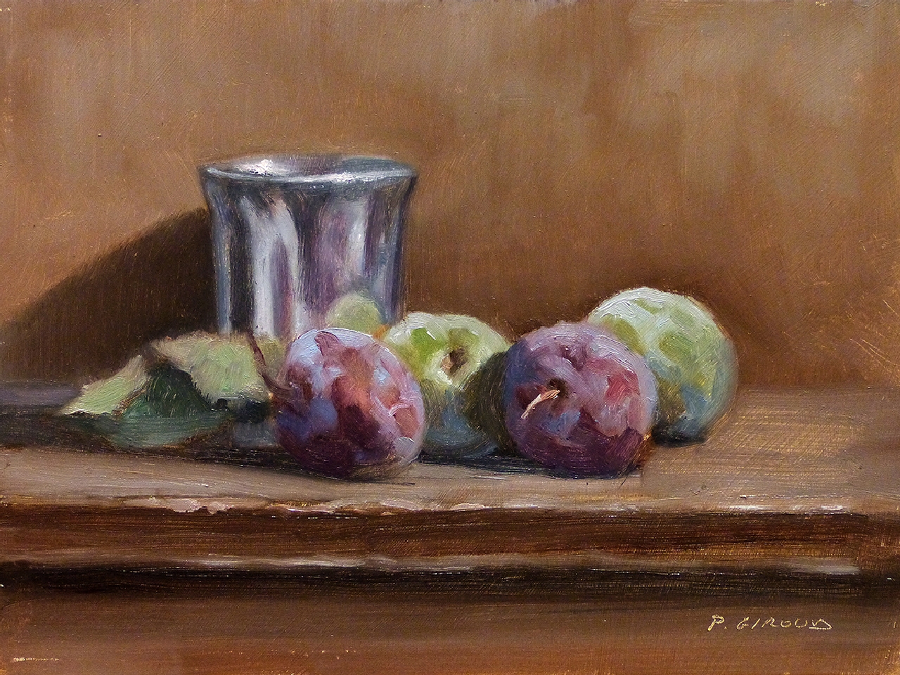 Peinture : Prunes et Gobelet 