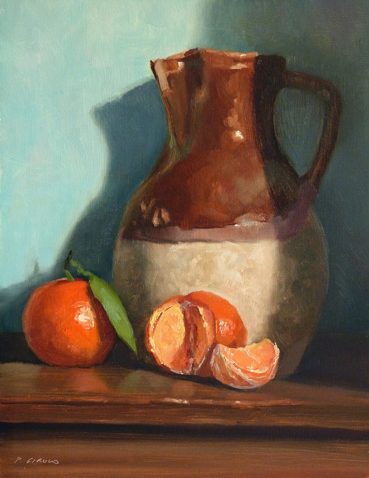Peinture : 2 Clémentines et Pichet 