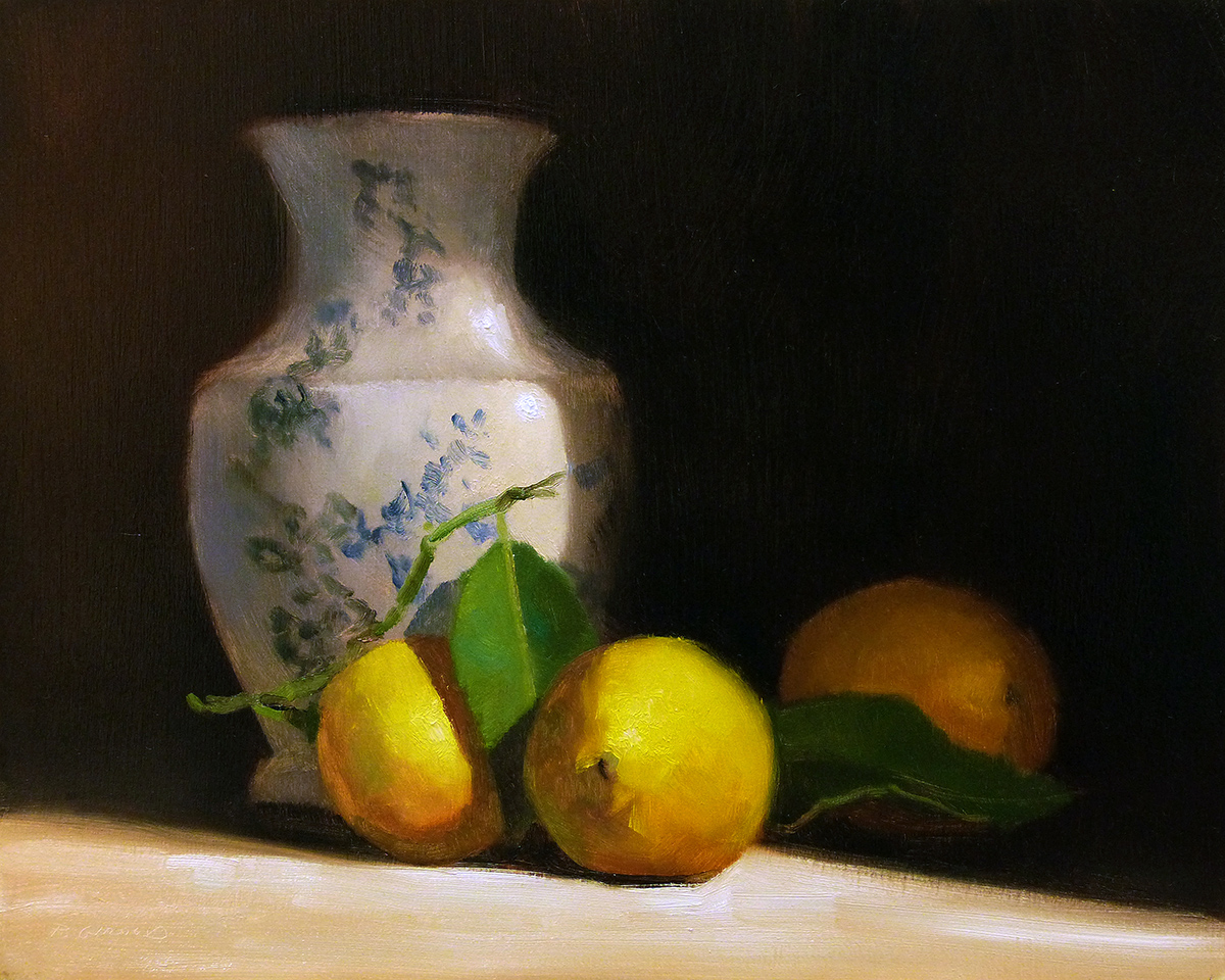 Peinture : Citrons et Vase 