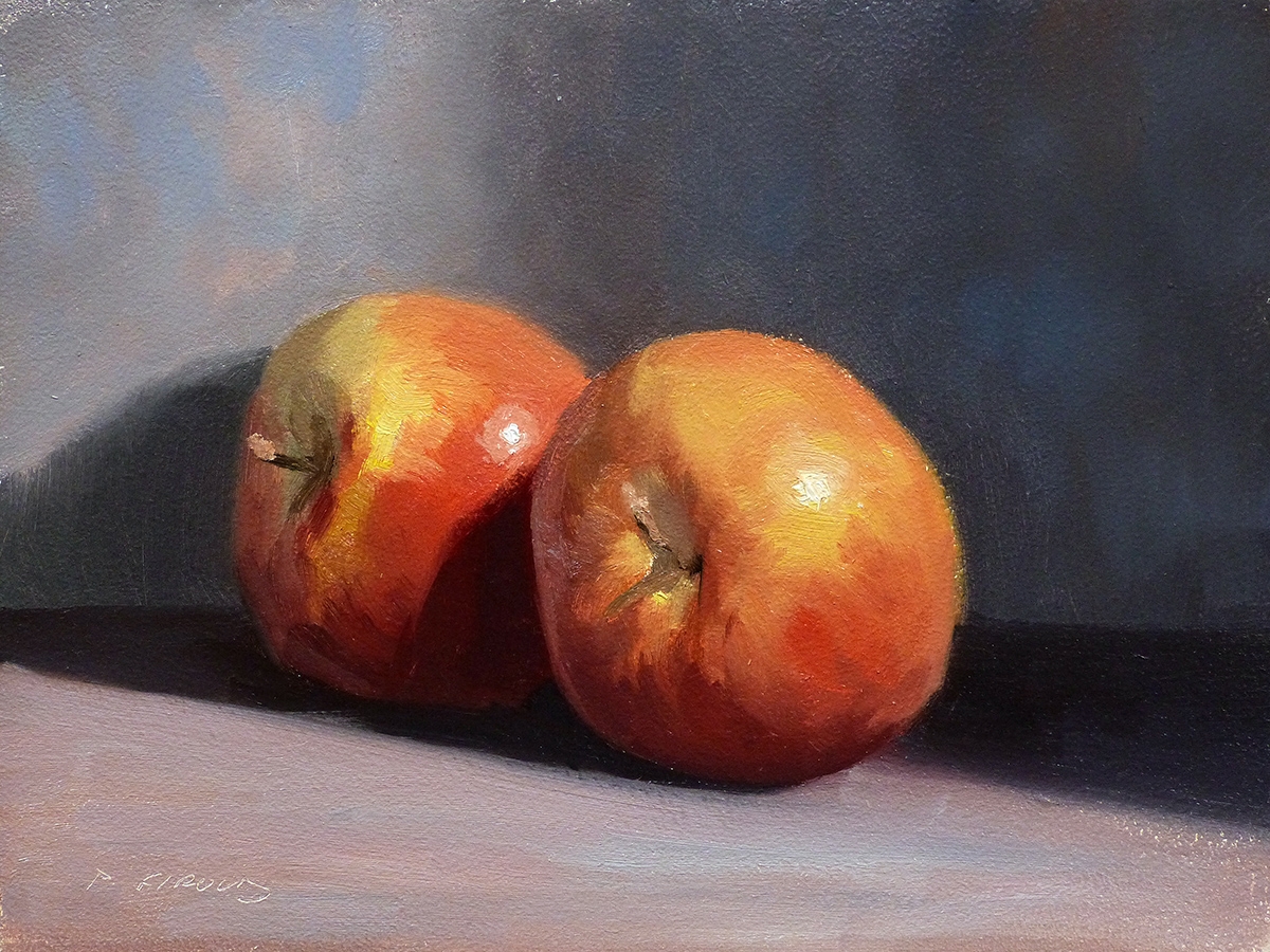 Peinture : 2 Pommes Fuji 