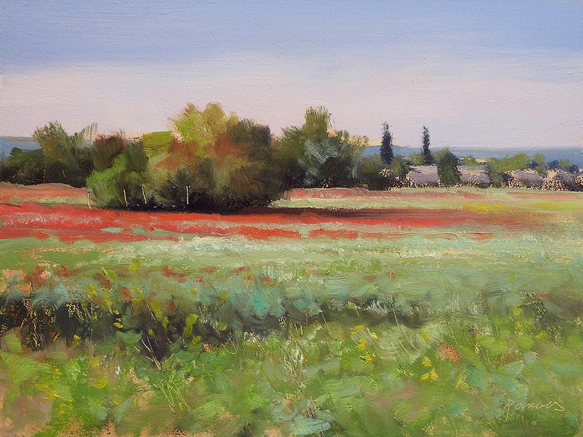 Peinture : Champs vers Forcalquier 