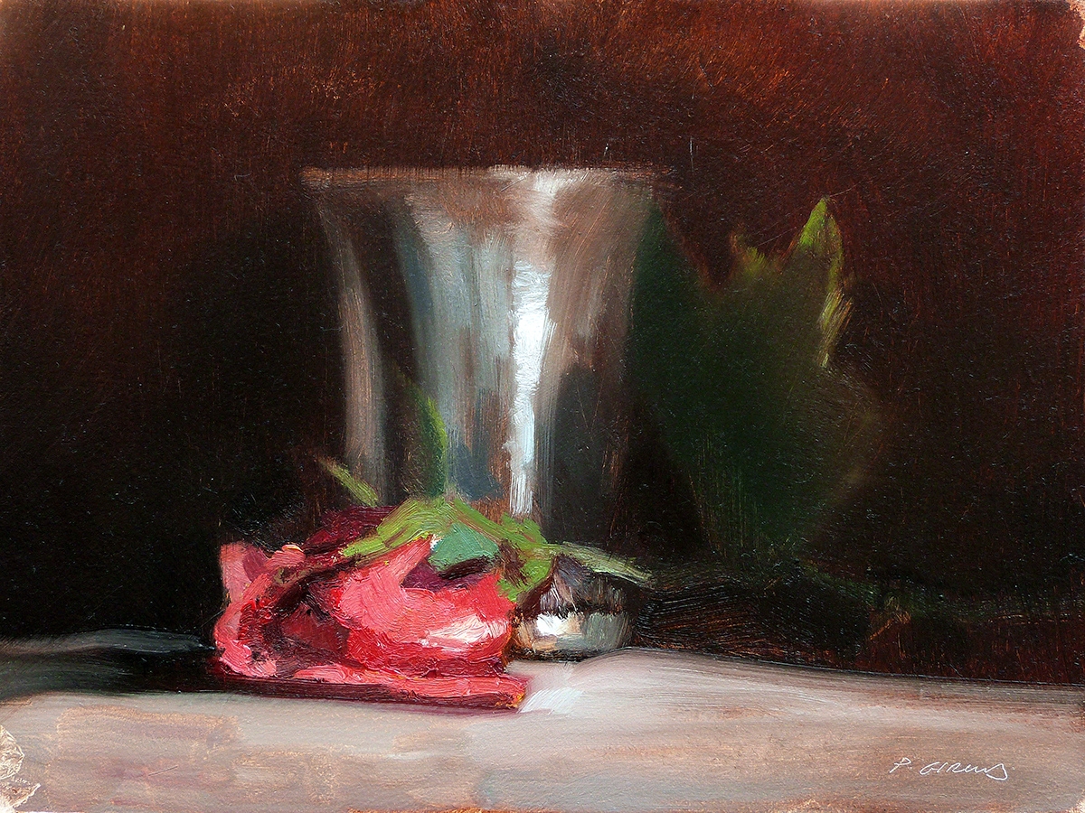 Peinture : Bouton de Rose et Gobelet 