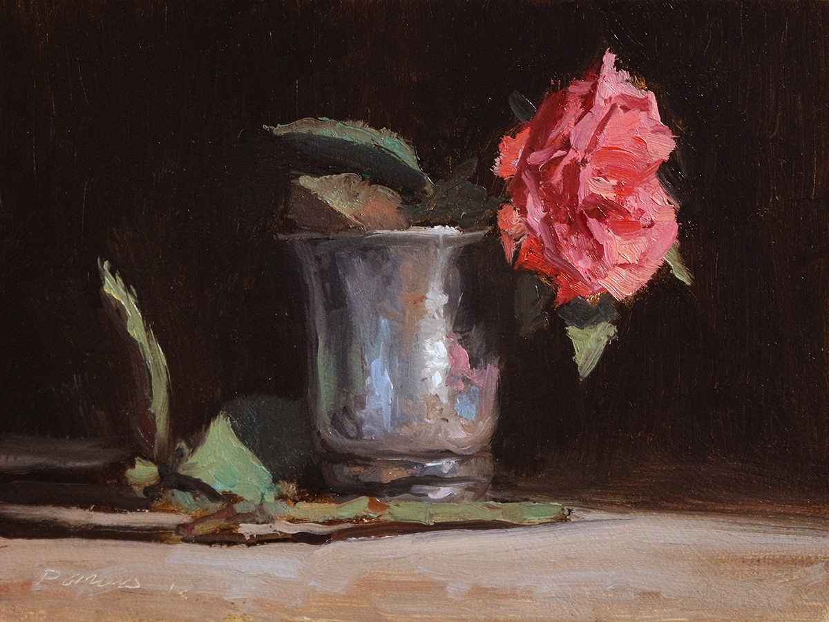 Peinture : Rose et Gobelet 