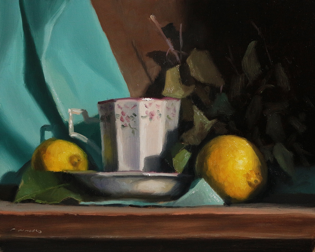 Peinture : Citrons et Tasse 
