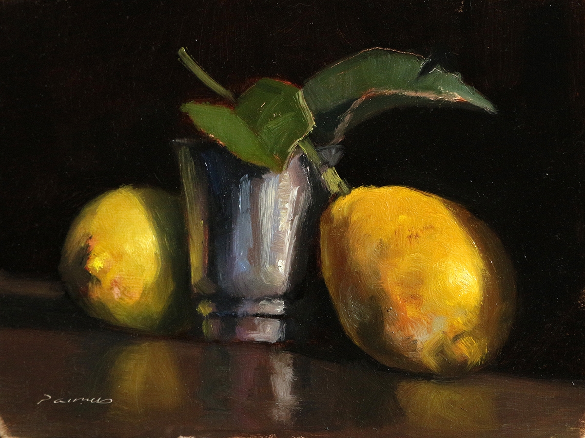 Peinture : Citrons et Gobelet