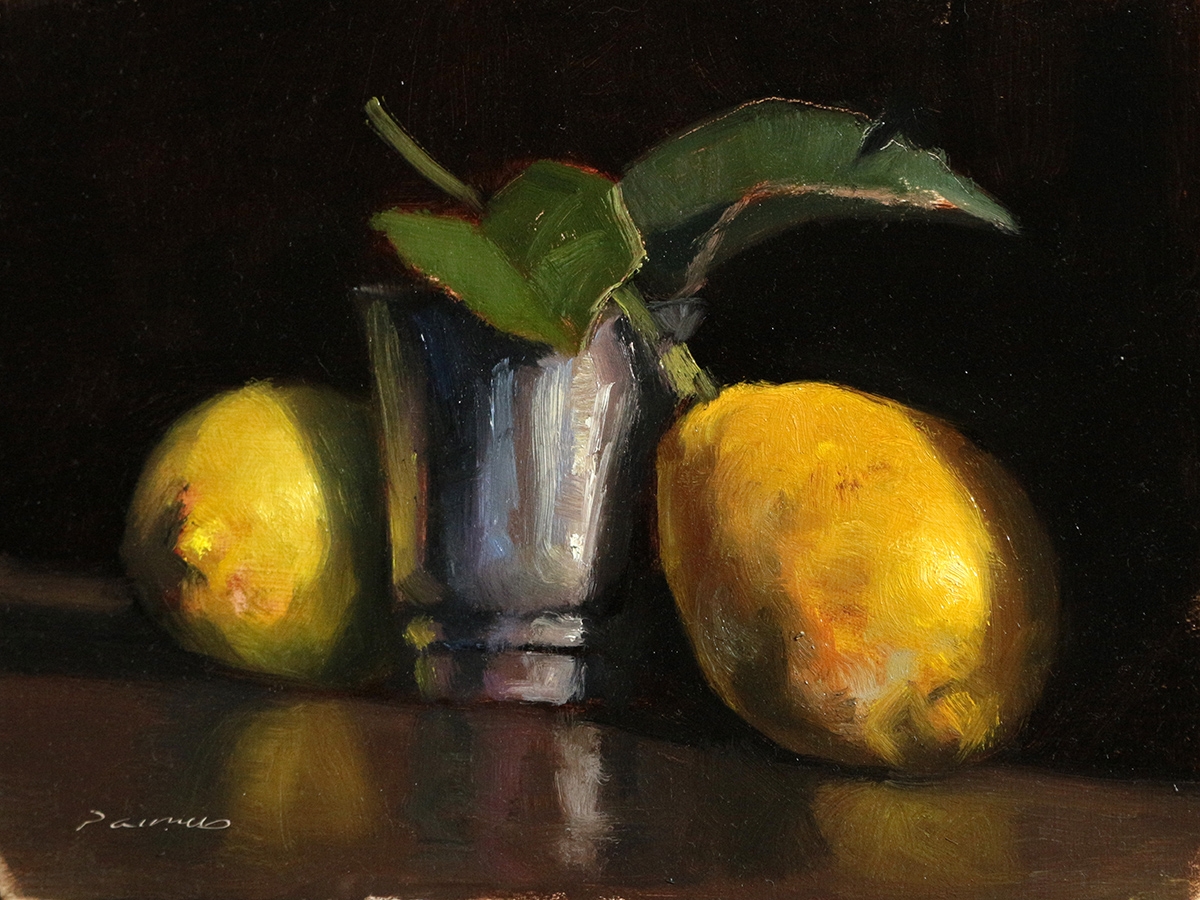 Peinture : Citrons et Gobelet 