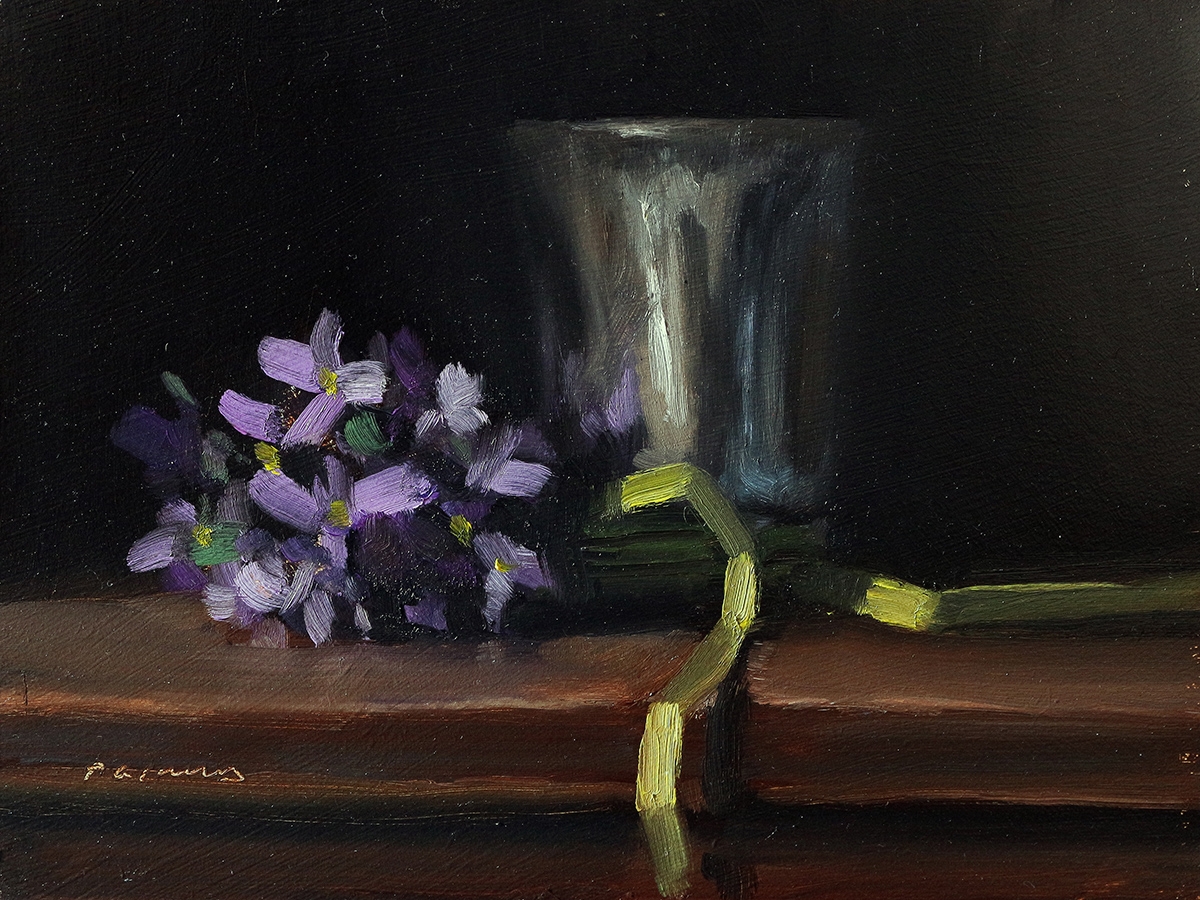 Peinture : Violettes et Gobelet