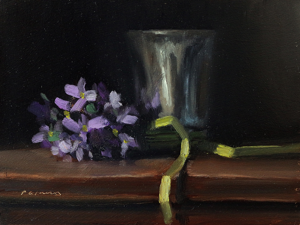 Peinture : Violettes et Gobelet 