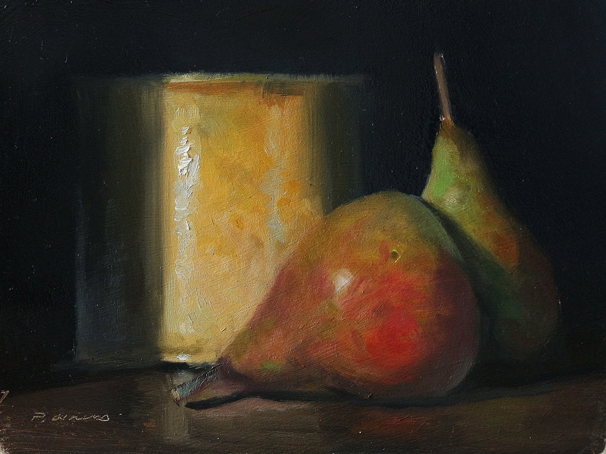 Peinture : Poires et Jar