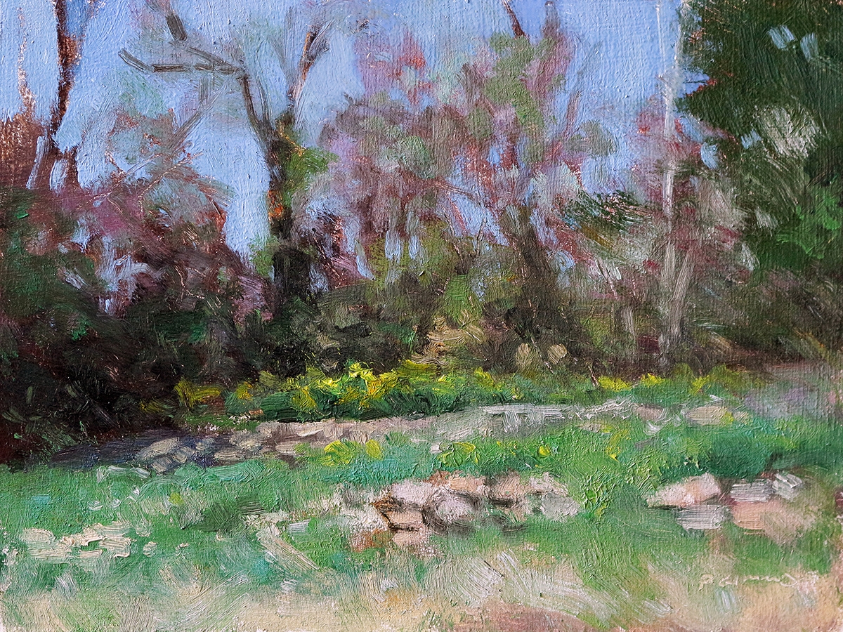 Peinture : Sous-bois et Jonquilles 