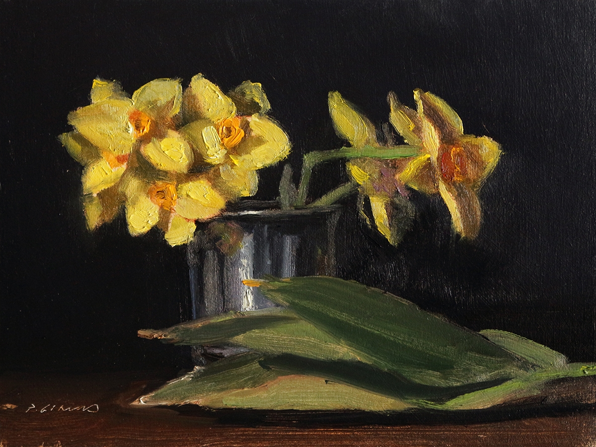 Peinture : Narcisses et Gobelet 