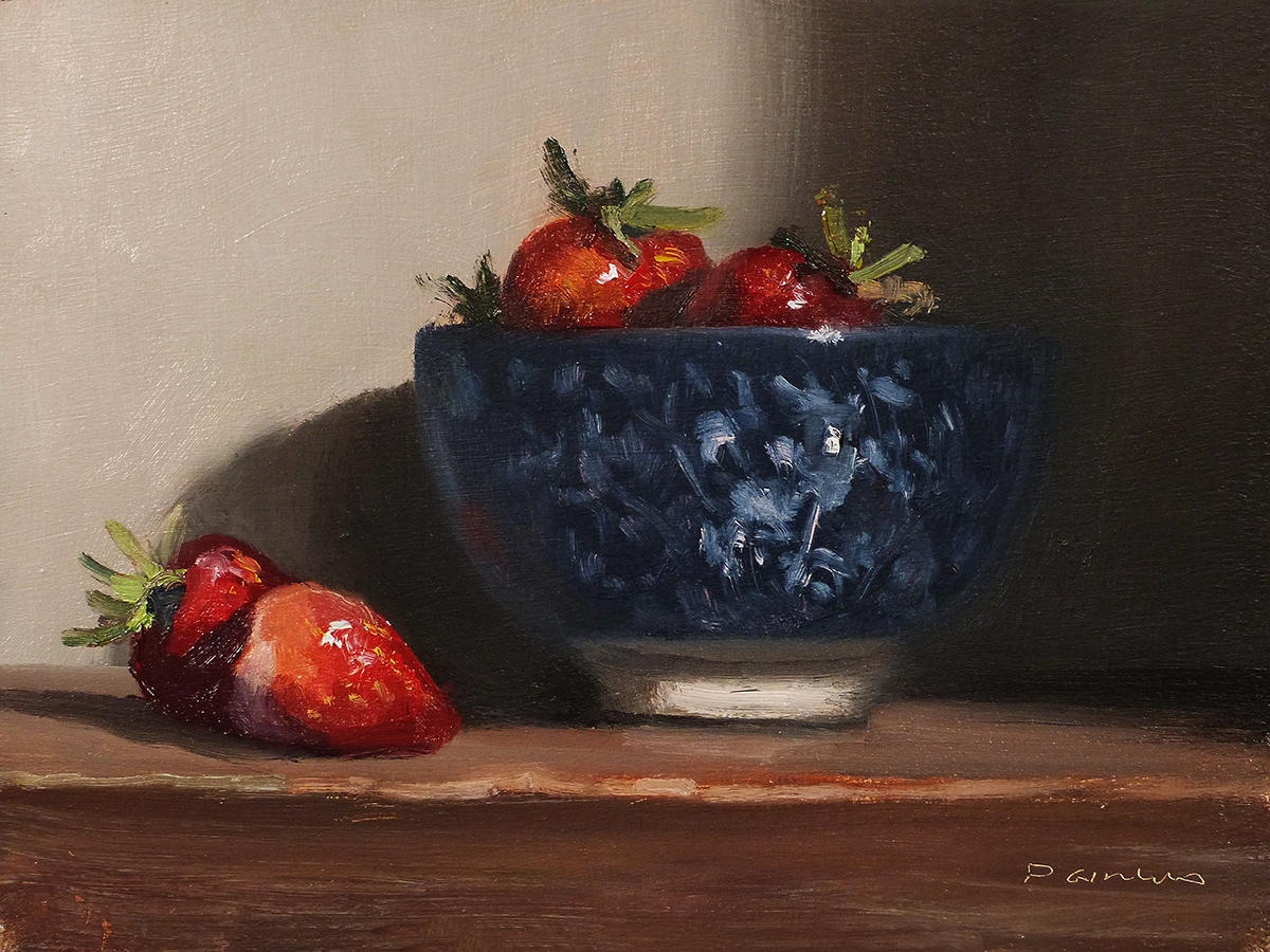 Peinture : Fraises et Bol 