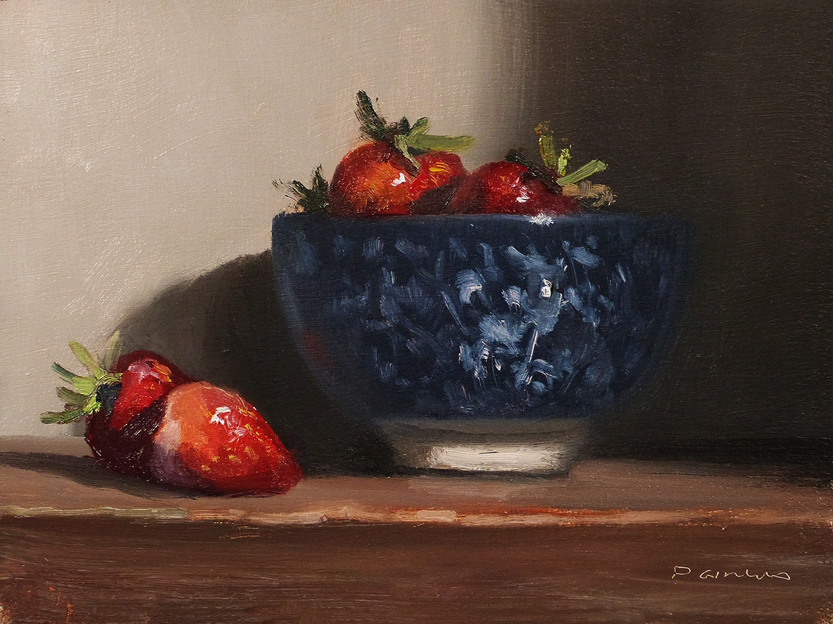 Peinture : Fraises et Bol