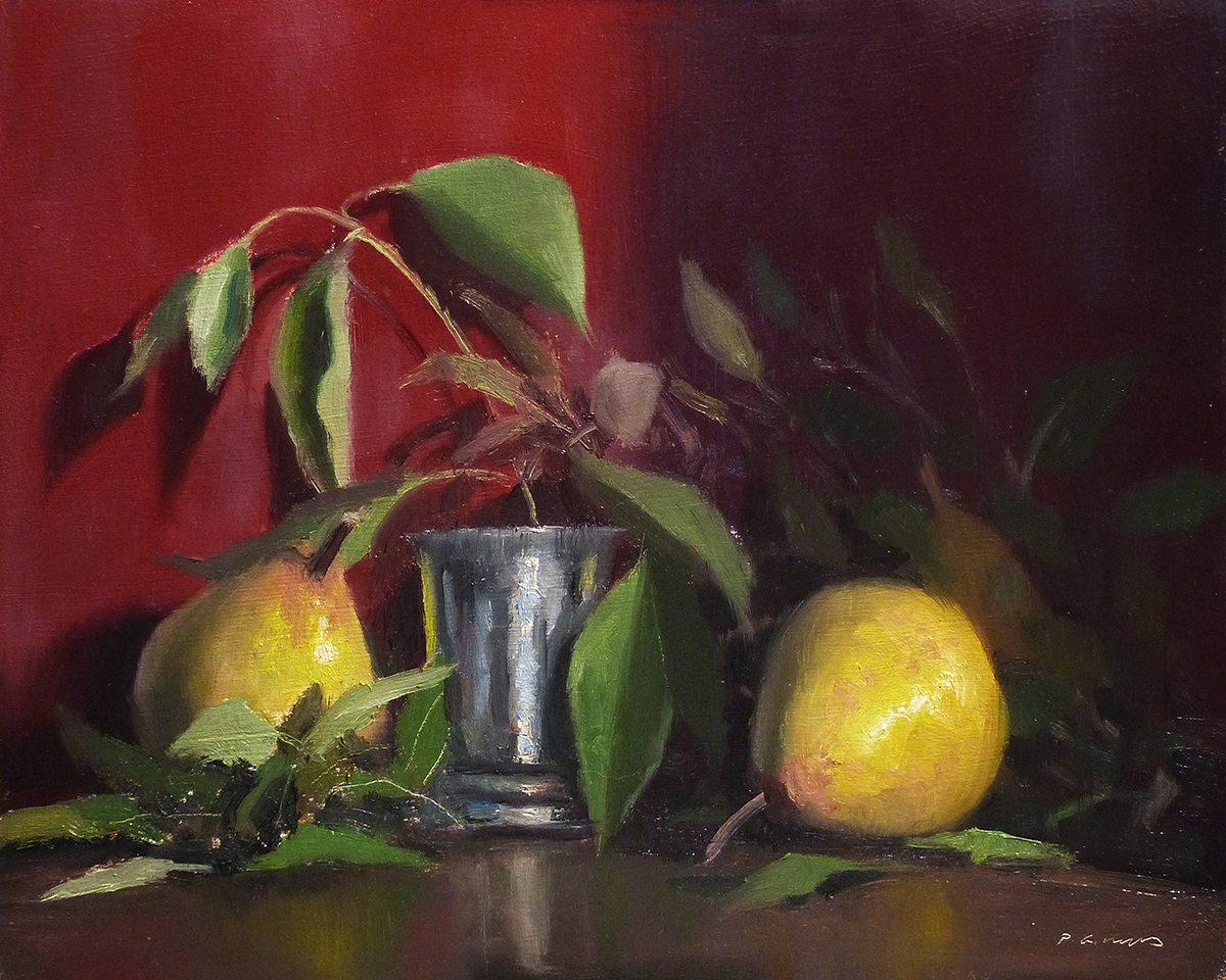 Peinture : Poires et Gobelet 