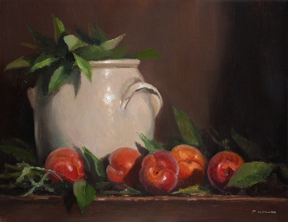 Peinture : Abricots et Jarre 