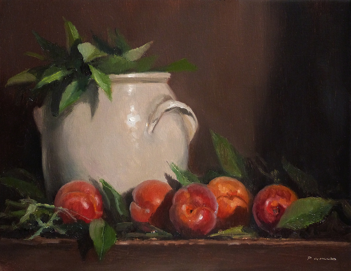 Peinture : Abricots et Jarre