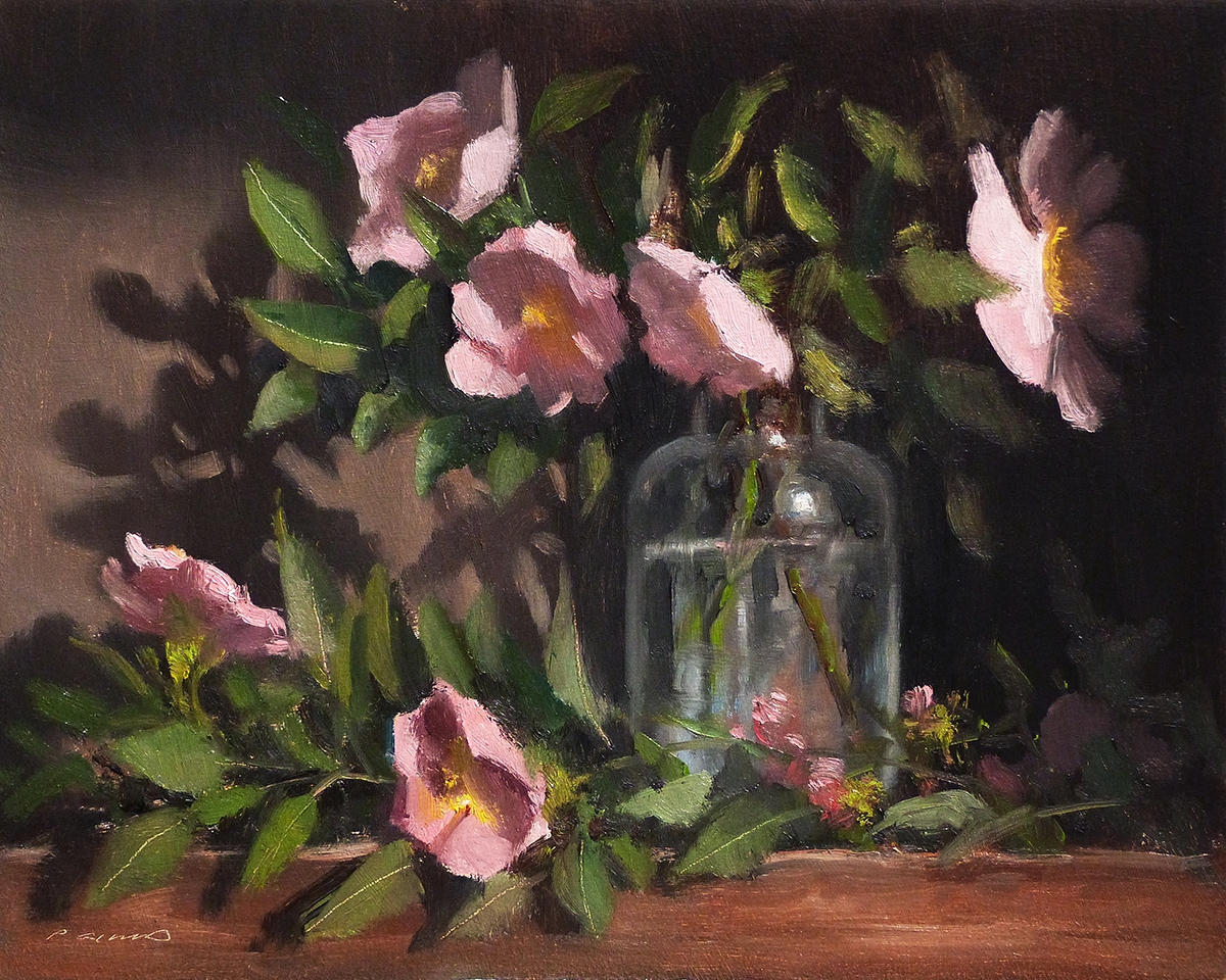 Peinture : Bouquet d'églantines 