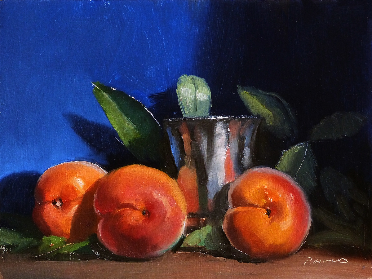 Peinture : Abricots et Gobelet 