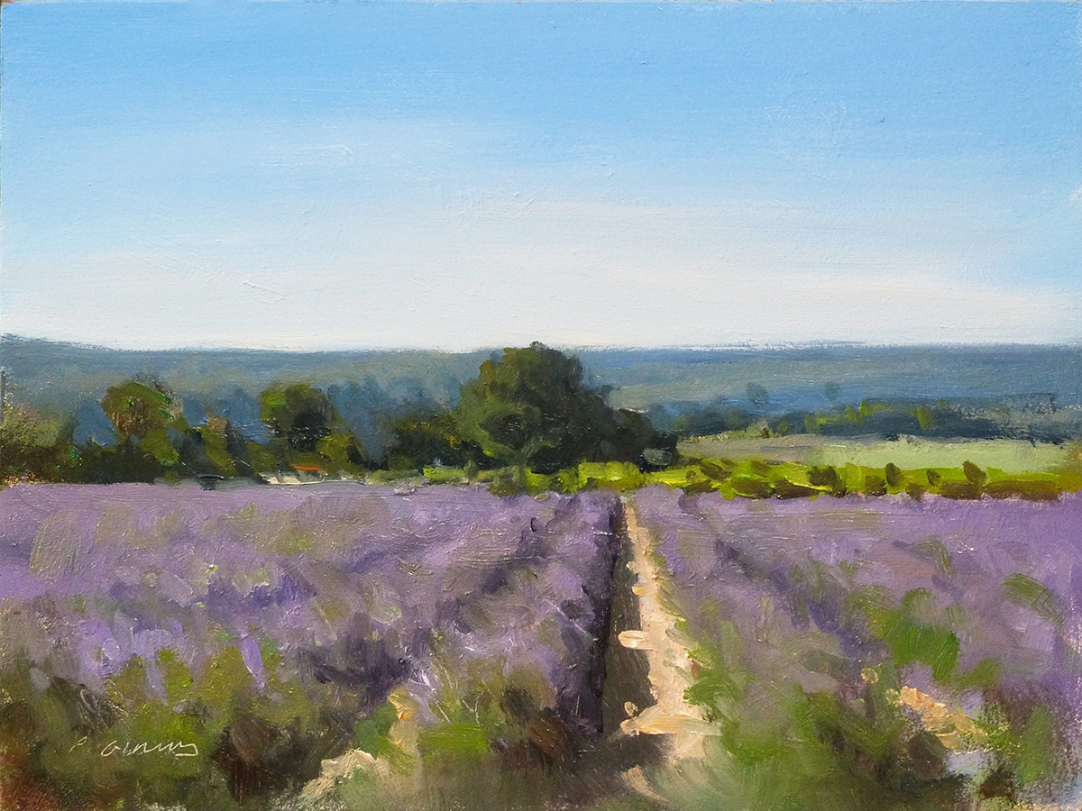 Peinture : Lavandes dans la Drôme 