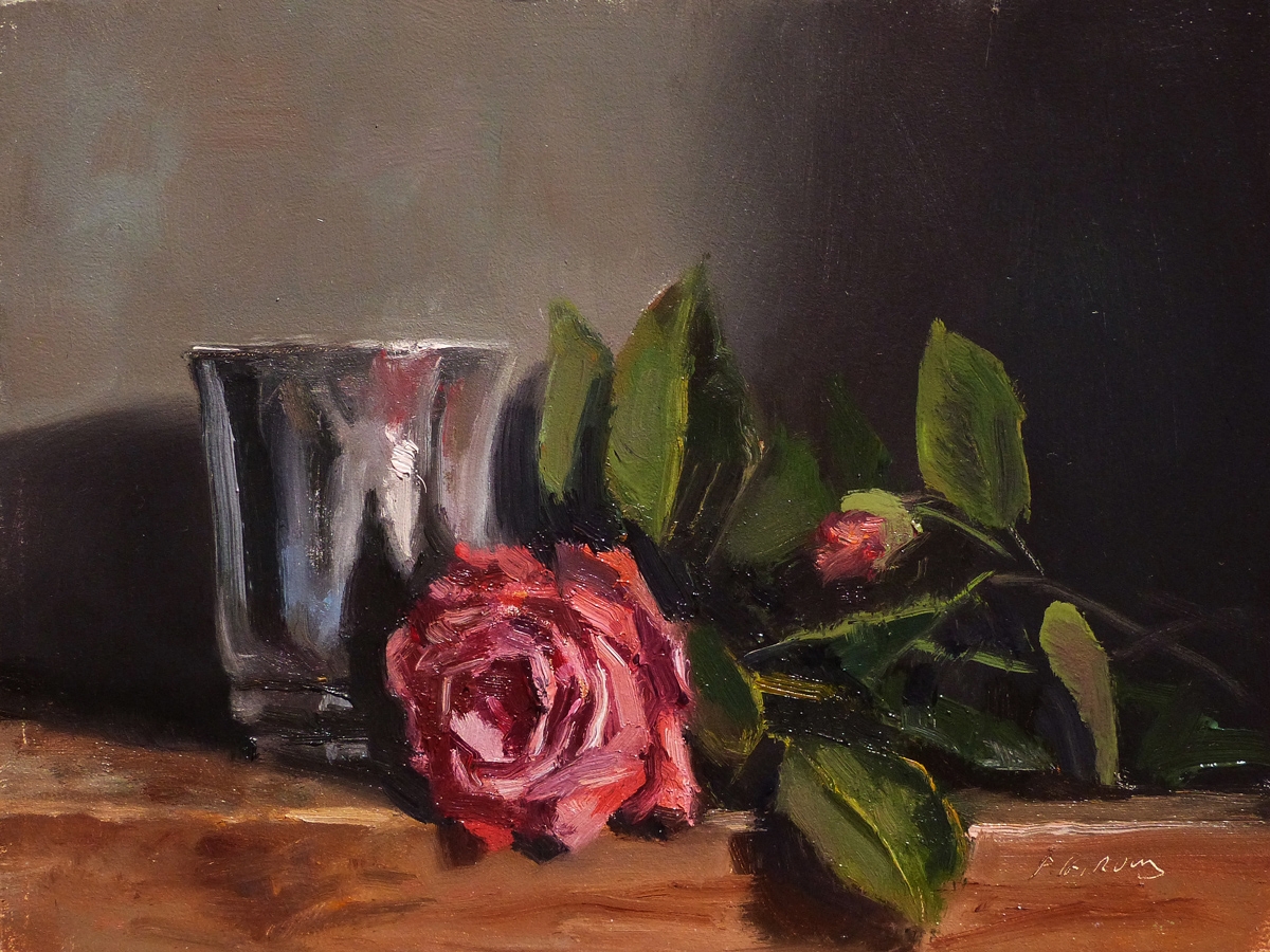 Peinture : Rose et Gobelet 