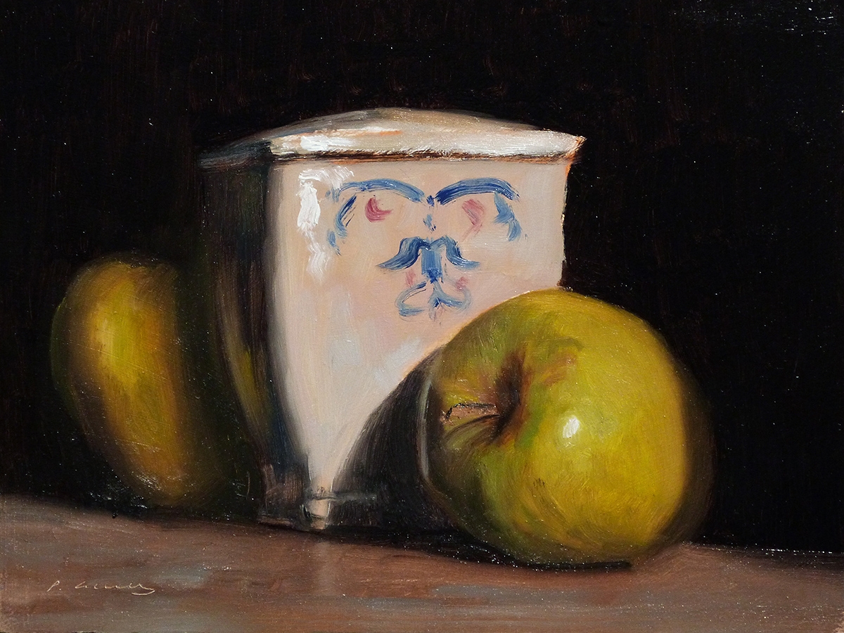 Peinture : Pommes et Sucrier 